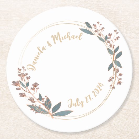 新郎新婦エレガントのバーコースター ラウンドペーパーコースター (正面)