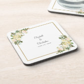 新郎新婦エレガントウェディングボタニカルフローラ コースター (左側)