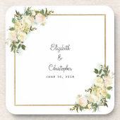 新郎新婦エレガントウェディングボタニカルフローラ コースター (正面)
