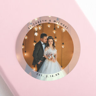 新郎新婦エレガントカップル写真結婚式の引き出物 ラウンドシール
