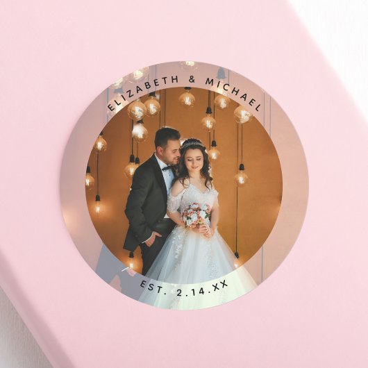 新郎新婦エレガントカップル写真結婚式の引き出物 ラウンドシール