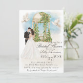 新郎新婦エレガントガゼボとのブライダルシャワー 招待状 (スタンド正面)