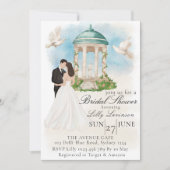 新郎新婦エレガントガゼボとのブライダルシャワー 招待状 (正面)