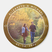 新郎新婦エレガントフォト秋の結婚式お願い マグネット (正面)