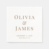 新郎新婦エレガントモノグラムホワイト金ゴールドズ結婚 スタンダードカクテルナプキン (正面)