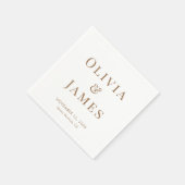 新郎新婦エレガントモノグラムホワイト金ゴールドズ結婚 スタンダードカクテルナプキン (角)