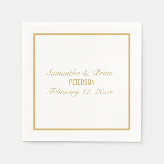 新郎新婦エレガント金ゴールド結婚のナプキン スタンダードカクテルナプキン (正面)