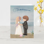 新郎新婦オンビーチ カード (黄色い花)