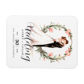 新郎新婦カップルの水結婚色 マグネット (横)