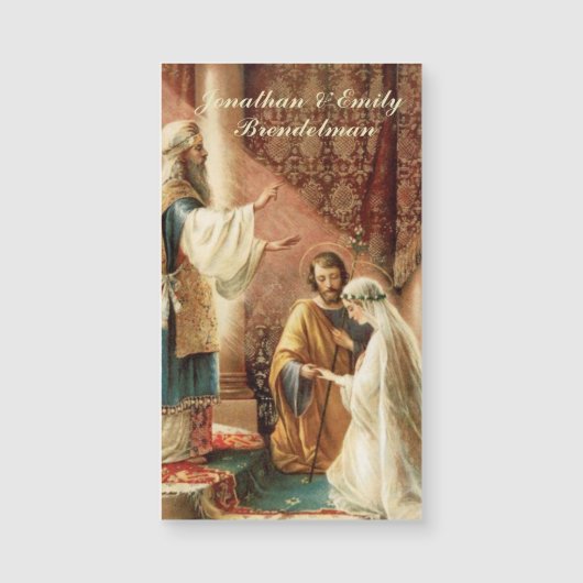 新郎新婦カトリック結婚式の引き出物磁気カード (正面)