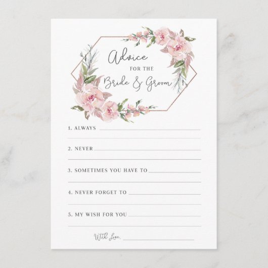 新郎新婦カード用フローラ幾何学的アドバイス エンクロージャーカード (正面)