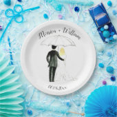 新郎新婦クラシックモダンスタイリッシュ結婚の ペーパープレート (パーティー)
