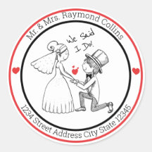 新郎新婦クラシック丸ステッカー