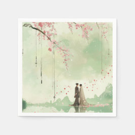 新郎新婦グリーンテーマ結婚ズ スタンダードカクテルナプキン