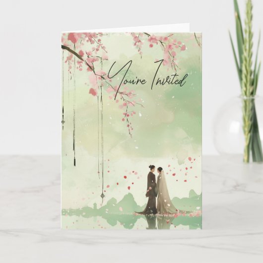 新郎新婦グリーンテーマ結婚ズ 招待状 (正面)