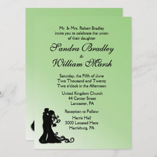 新郎新婦グリーン 招待状 (正面/裏面)