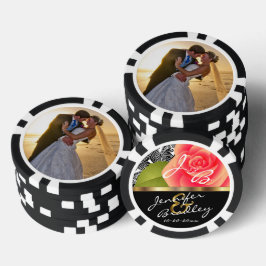 新郎新婦コーラルバラ結婚ズデザイン ポーカーチップ
