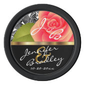 新郎新婦コーラルバラ結婚ズデザイン ポーカーチップ (裏面)