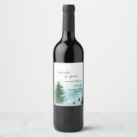 新郎新婦サンキューウィンターモーニングパーティー ワインラベル (正面)