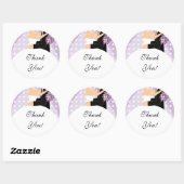 新郎新婦サンキューステッカーフローラ紫 ラウンドシール (シート)