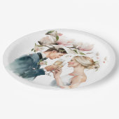 新郎新婦シャンパンマグノリアス ペーパープレート (アングル)