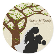 新郎新婦シルエットオークツリーステッカー