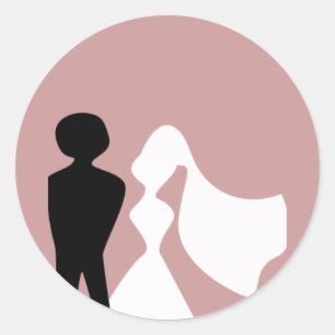 新郎新婦シルエット封筒用シール ラウンドシール