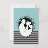 新郎新婦シルエット日付カードを保存 招待状 (正面)