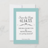 新郎新婦シルエット日付カードを保存 招待状 (裏面)