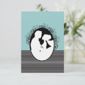 新郎新婦シルエット日付カードを保存 招待状 (スタンド正面)