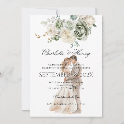 新郎新婦シルエット結婚ズ 招待状 (正面)