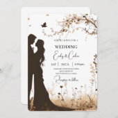 新郎新婦シルエット結婚式招待状 招待状 (正面/裏面)