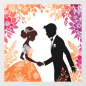 新郎新婦シルエット ウィンドウサイン (シート)