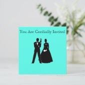 新郎新婦シルエット・オン・ブルー 招待状 (スタンド正面)