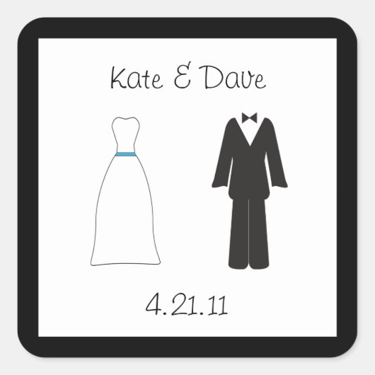 新郎新婦シール スクエアシール (正面)