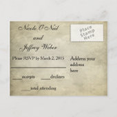 新郎新婦スカルウェディングRSVPカード インビテーションポストカード (裏面)