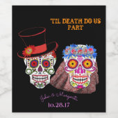 新郎新婦スカル死ぬまで私たちパーティーシャワー ワインラベル (シングルラベル)