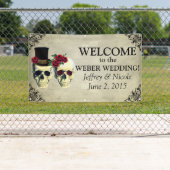 新郎新婦スカル結婚のバナー 横断幕 (インサイチュ)