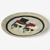 新郎新婦スカル結婚ズ ペーパープレート (アングル)