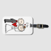 新郎新婦スティックフィギュア新婚旅行 ラゲッジタグ (正面横)