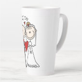 新郎新婦スティック結婚フィギュアのI do カフェラテマグ (右アングル)
