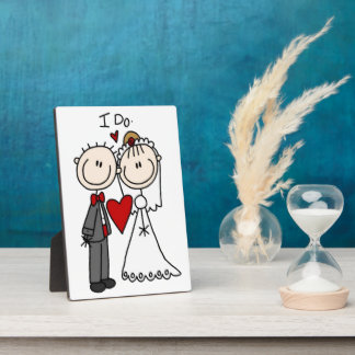 新郎新婦スティック結婚フィギュアのI do フォトプラーク