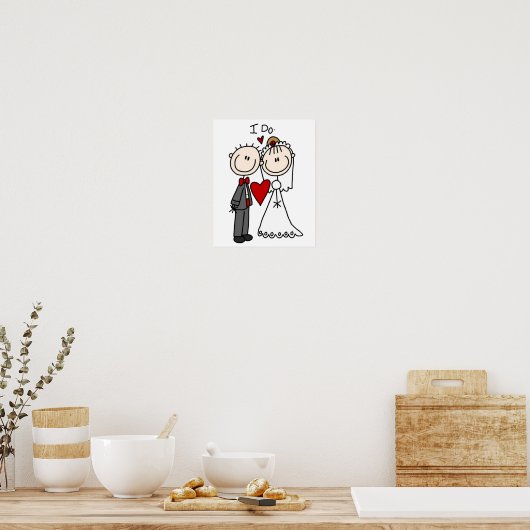 新郎新婦スティック結婚フィギュアのI do ポスター (キッチン)