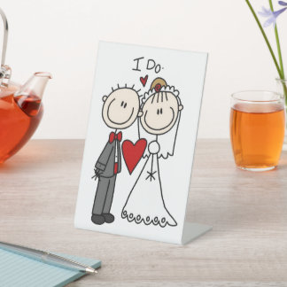 新郎新婦スティック結婚フィギュアのI do 台座サイン