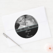 新郎新婦ステッカーあなたの写真アクアトリム ラウンドシール (封筒)