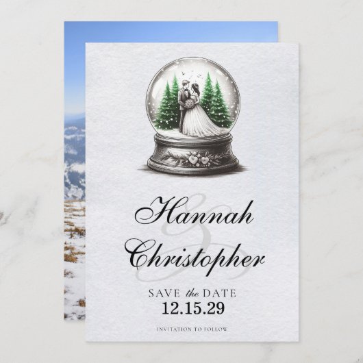 新郎新婦スノーグローブ セーブザデート (正面/裏面)