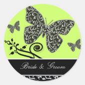 新郎新婦スワール&バタフライステッカー ラウンドシール (正面)
