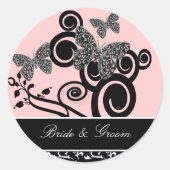 新郎新婦スワール&バタフライステッカー ラウンドシール (正面)