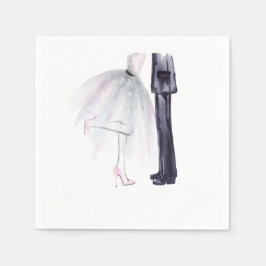 新郎新婦ダンスウォーターカラーイラストレーション スタンダードカクテルナプキン