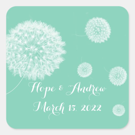 新郎新婦ダンデリオンステッカー スクエアシール (正面)
